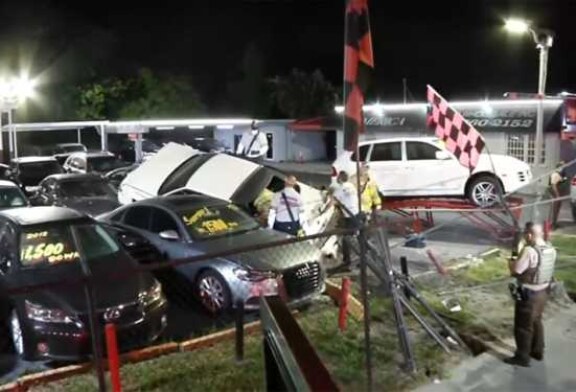 Cadillac таранит дилерский центр: разбито 6 машин на $100 тыс (видео)